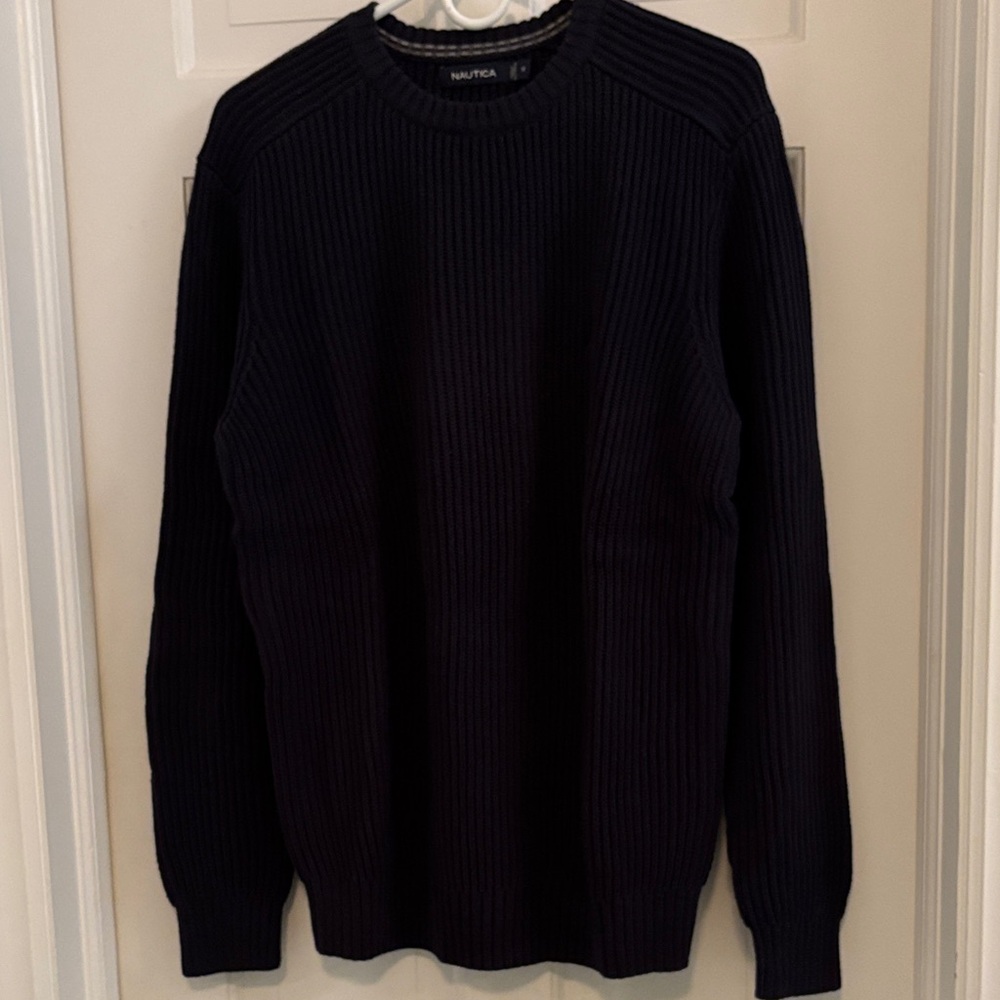 Nautica Men's Ribbed Navy Crewneck Sweater